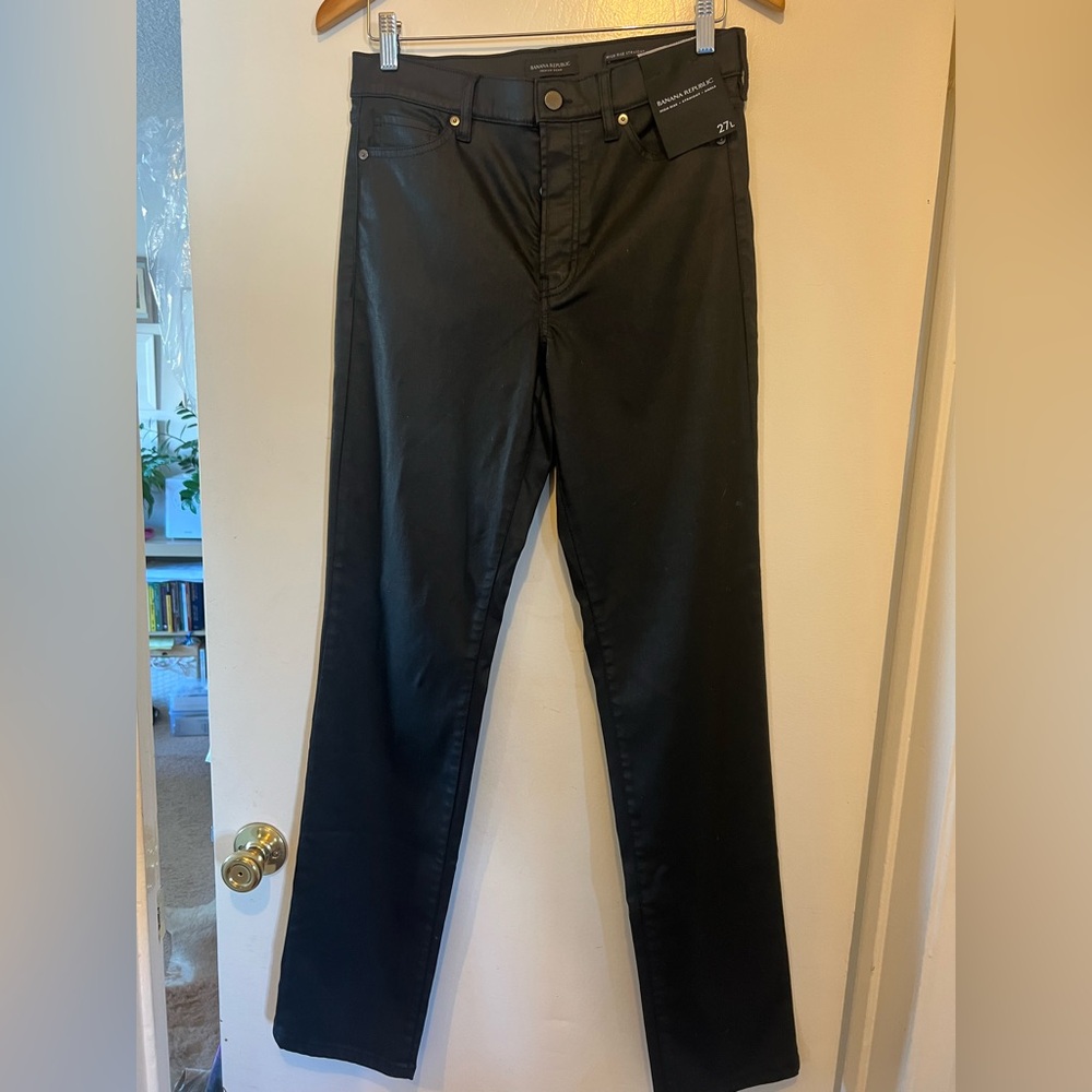 NWT BANANA REPUBLIC Black High Rise Straight Ankle Jeans - 27L